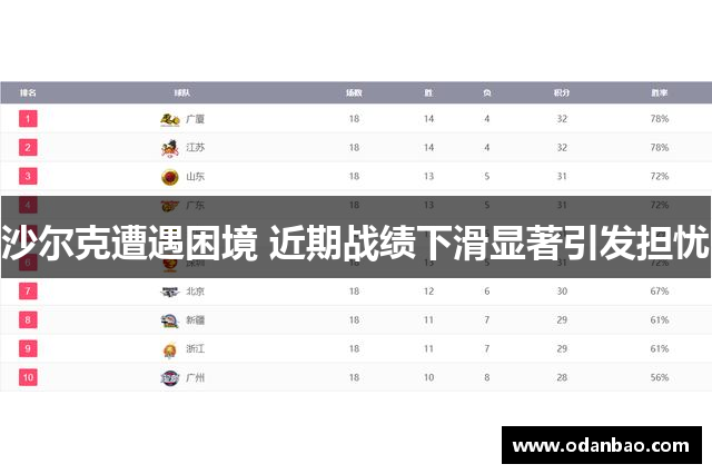 沙尔克遭遇困境 近期战绩下滑显著引发担忧